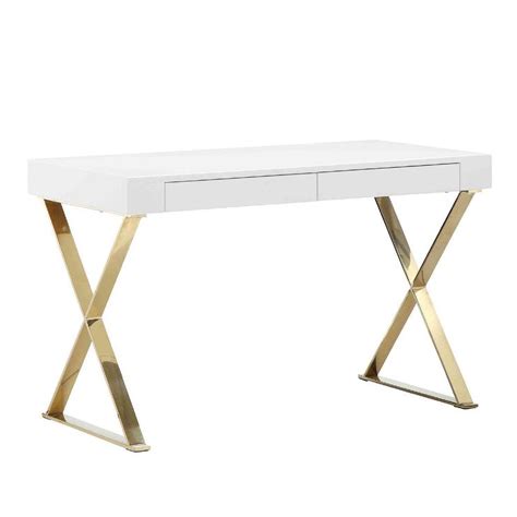 They are a great place to put your laptop or can offer a comfortable place to sit while updating your daily organizer. Modern White Gold Desk - Products, bookmarks, design ...
