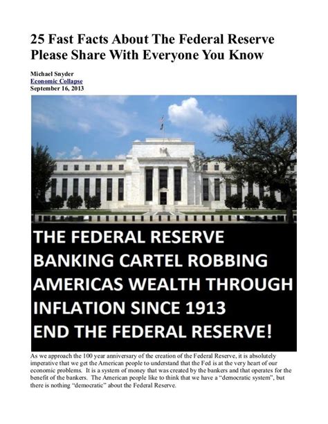 25 Fast Facts About The Federal Reserve “biggest Ponzi Scheme In World