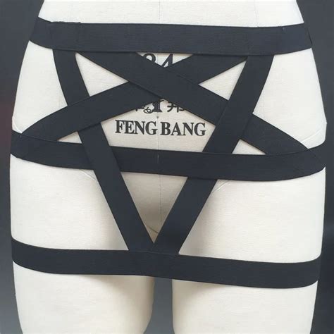 leg cage thigh garter harness punk goth pentagram harness fetish wear