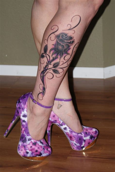 Black Rose Leg Tattoo For Girls Girl Leg Tattoos Lower Leg Tattoos Best Leg Tattoos Leg