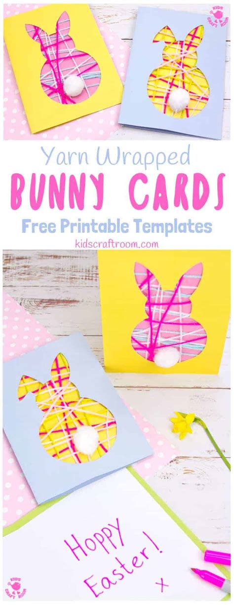 Easter eggs and easter bunnies are symbols of the holiday and may not be missing be it in the easter decoration or as a highlight on every easter card! Yarn Wrapped Easter Bunny Cards - Kids Craft Room