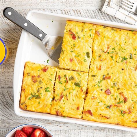 Cheesy Hash Brown Egg Casserole With Bacon Recipe How To Make It