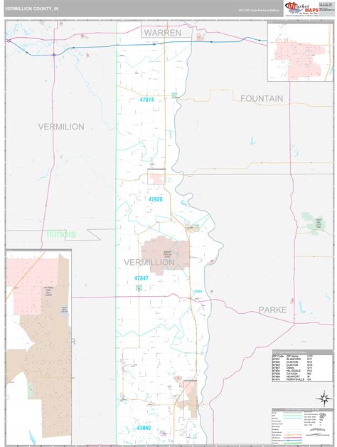 Vermillion County In Wall Map Premium Style By Marketmaps Mapsales