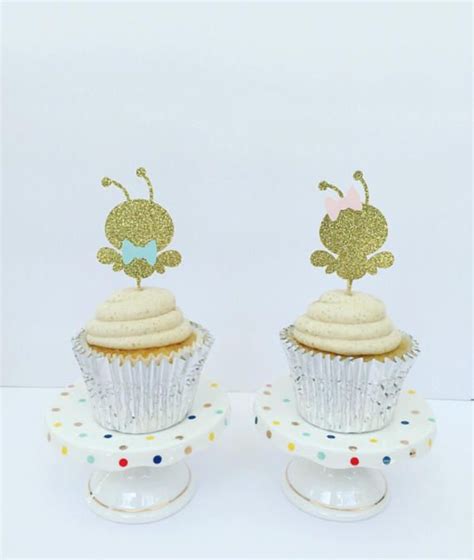 bumble bee gender reveal cupcake toppers what wil it bee new year s cupcakes cupcake picks