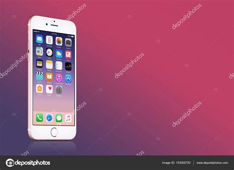 Rose Gold Apple Iphone 7 With Ios 10 On The Screen On Pink Gradient