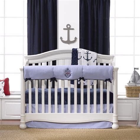 nautical bumperless crib bedding anchors  nursery