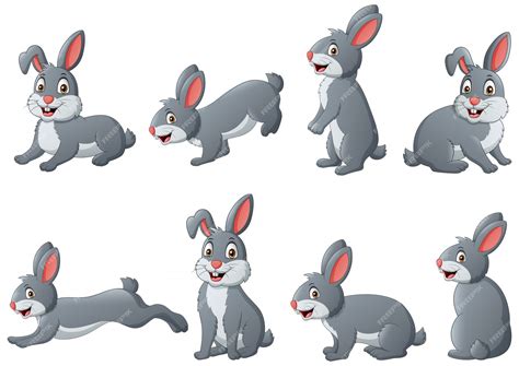 Premium Vector Set Of Funny Rabbit Cartoon Illustration