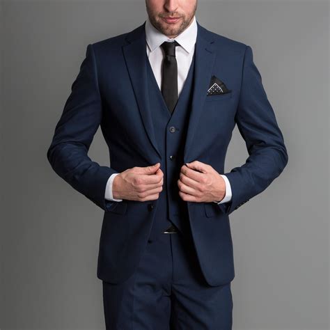 Onesix5ive Slim Fit Blue Puppytooth Three Piece Suit Blue Suit Men