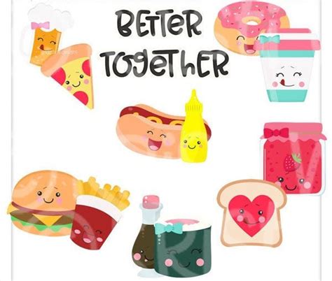 We Go Together Foodies Food Characters Instant Download Etsy