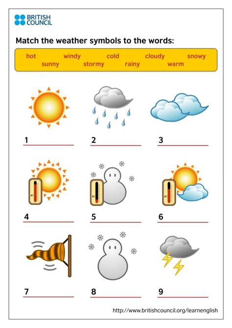 kids print weather symbols
