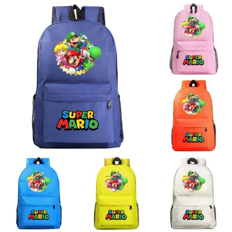 Super Mario Bros Yoshi Princess Peach Student School Backpack Kids
