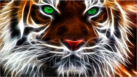 🥇 Light Eyes Tigers Fractalius Green Bengal Photomanipulation Wallpaper