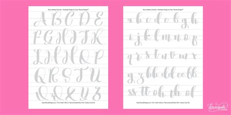Would like to learn calligraphy? Free Brush Calligraphy Practice Worksheets | Dawn Nicole ...