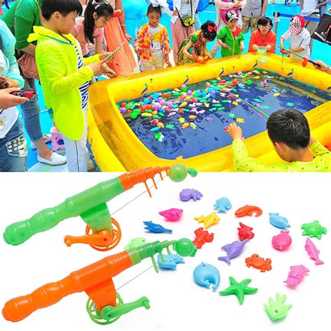 220 Magnetic Fishing Game Toy Rod Hook Catch Kids Children Bath Time