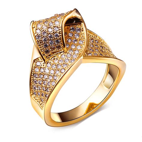 vintage 18k gold filled finger rings unique fashion design jewellery bijuterias pave ring