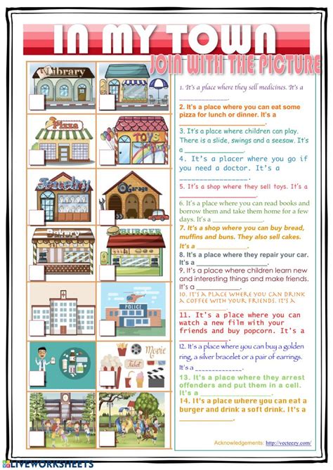 There Is There Are Places In Town Liveworksheets