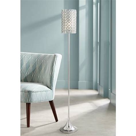 Possini euro design deco style walnut column floor lamp: Possini Euro Glitz Crystal and Chrome Floor Lamp - #77541 | Lamps Plus