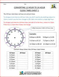 24 hour clock (1 of 2) e.g. 24 Hour Clock Conversion Worksheets | 24 hour clock, 24 ...