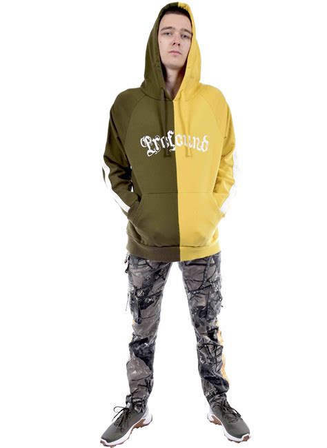 Profound Aesthetic Split Color Block Hoodie Green And Yellow Halo Halo