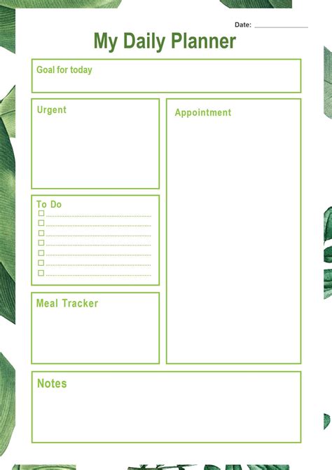 Word Of Green Daily Plannerdocx Wps Free Templates