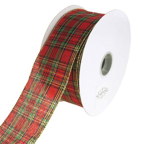 Festival Plaid Wired Christmas Holiday Ribbon Red 2 12 Inch 50