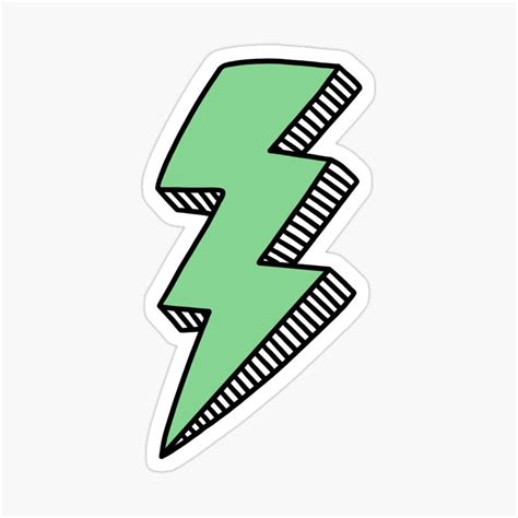 Green Lightning Bolt Sticker By Jamie Maher In 2021 Lighting Bolt