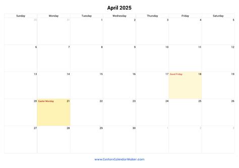 April 2025 Printable Calendar With Canadian Holidays