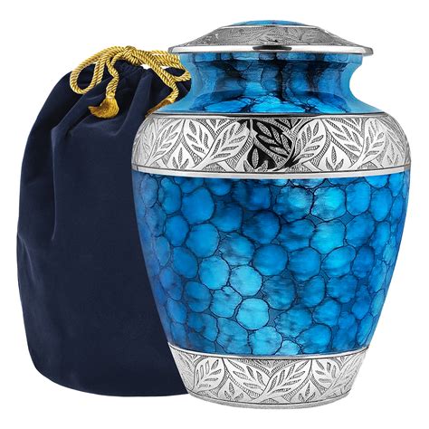 Trupoint Memorials Forever Remembered Blue Large Adult Urns For Cremation Ashes In Home For Up