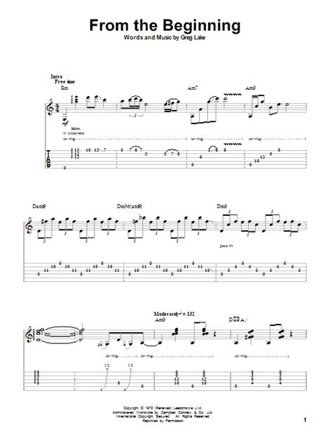 From The Beginning By Emerson Lake And Palmer Guitar Tab Play Along