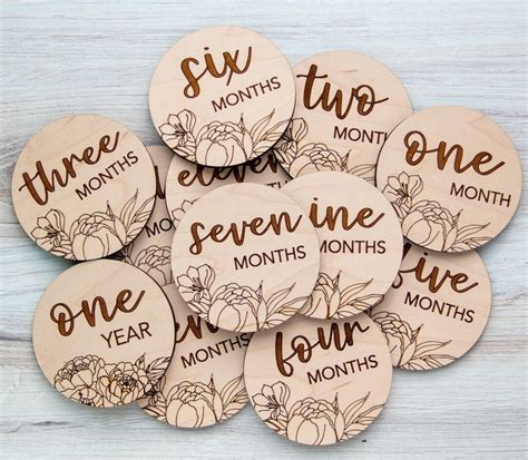 Floral Monthly Milestone Marker Flower Milestone Tags Floral Etsy
