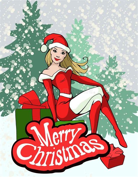 cartoon girl wearing santa claus clothes stock vector illustration of happiness season 47118562
