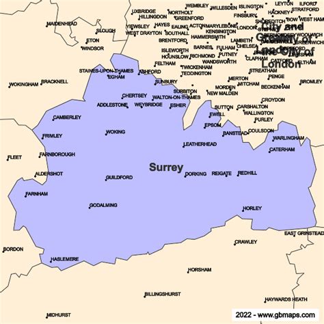 Surrey County Boundaries Map