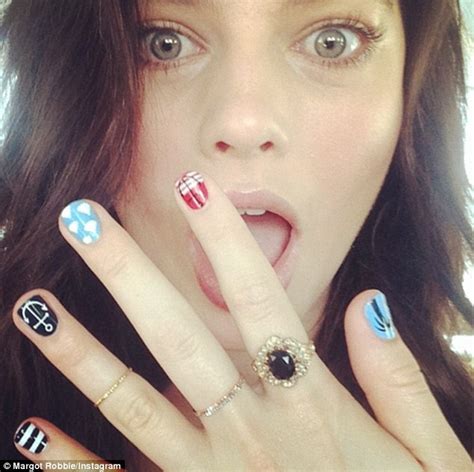 Margot Robbie Shows Off Her Very Colourful Nail Art Manicure Daily