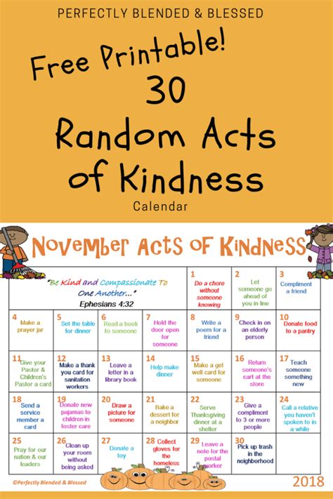 Free Random Acts Of Kindness Calendar With Images Random Acts Of