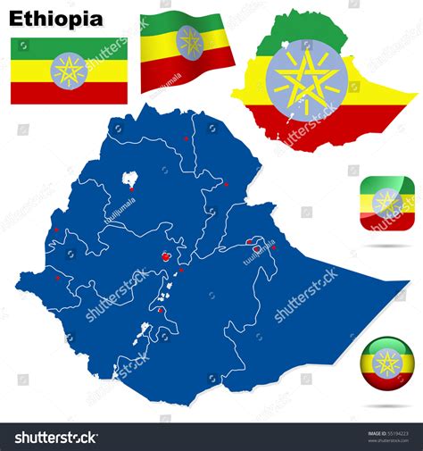 Ethiopia Vector Set Detailed Country Shape Stock Vector 55194223