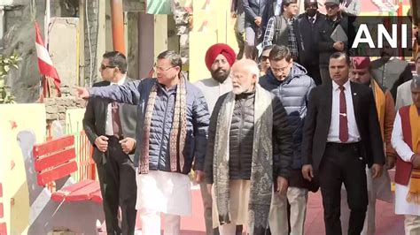 Ani On Twitter Uttarakhand Pm Narendra Modi Arrives In Badrinath Along With Cm Pushkar Singh