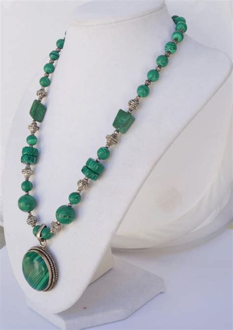 Malachite Necklace Malachite Necklace With Pendant Green Necklace