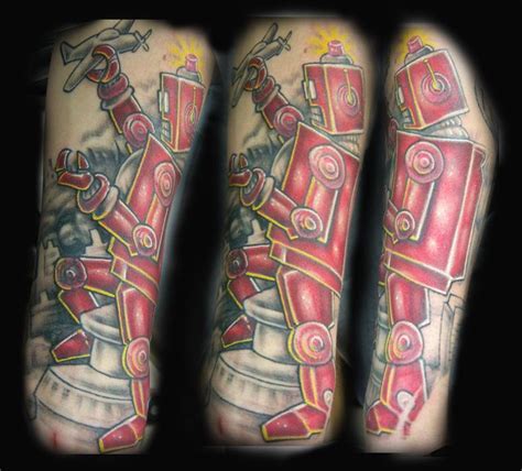 robot tattoo by stevie monie tattoonow
