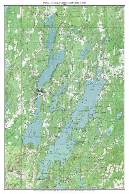 Maranacook Lake 1980 Custom Usgs Old Topo Map Maine Lewiston