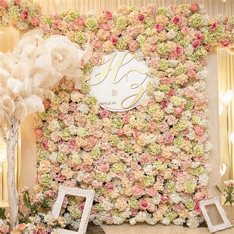 Real touch artificial flowers wall hanging backdrop for wedding decoration
