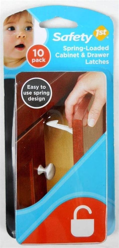 Use on cabinets and drawers to help keep contents from falling out in earthquakes. Safety 1st Spring Loaded Kitchen Cabinet & Drawer Latches ...