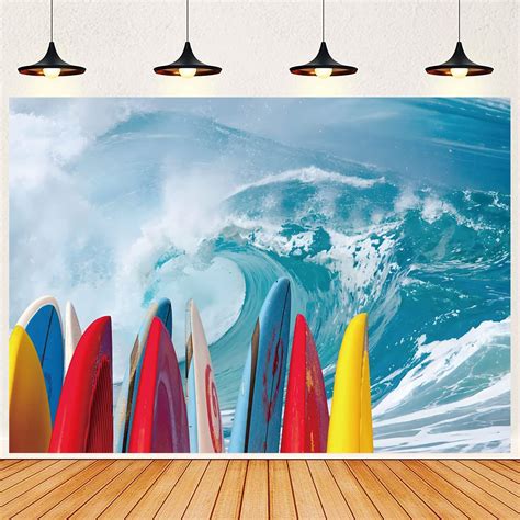 Amazon Com X Ft Summer Surfboard Themed Beach Backdrop Surfs Sea Waves Tropical Hawaiian