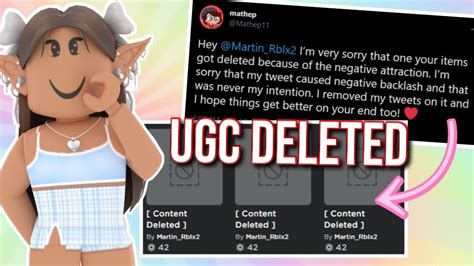New Ugc Item Got Content Deleted Because Of This Roblox Youtube