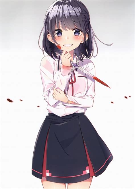Wallpaper Anime Girl Skirt Smiling Short Hair Cute