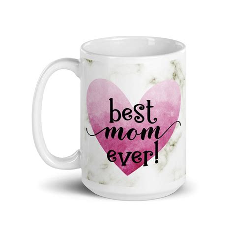 Best Mom Ever Coffee Mug Watercolor And Marble Print Mothers Etsy