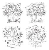 Seasons coloring pages creative haven deluxe edition four seasons. Four Seasons Trees Clipart and Vector with Spring, Summer ...