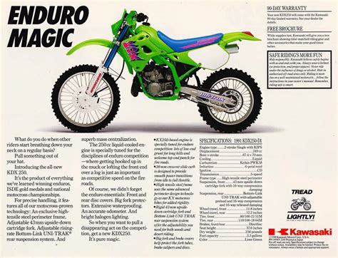 The following is a listing of motorcycle seat heights from the lowest to the highest. Kawasaki KDX250R