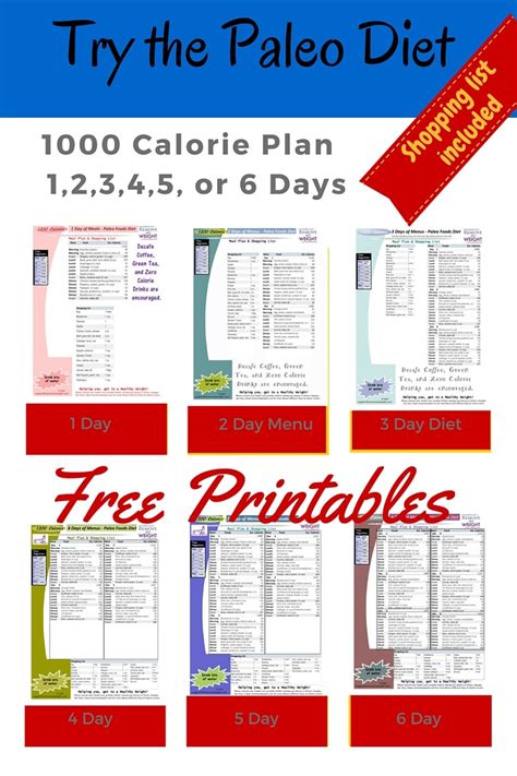 Printable 1000 Calorie Paleo Diet For 6 Days Or Less Grocery List