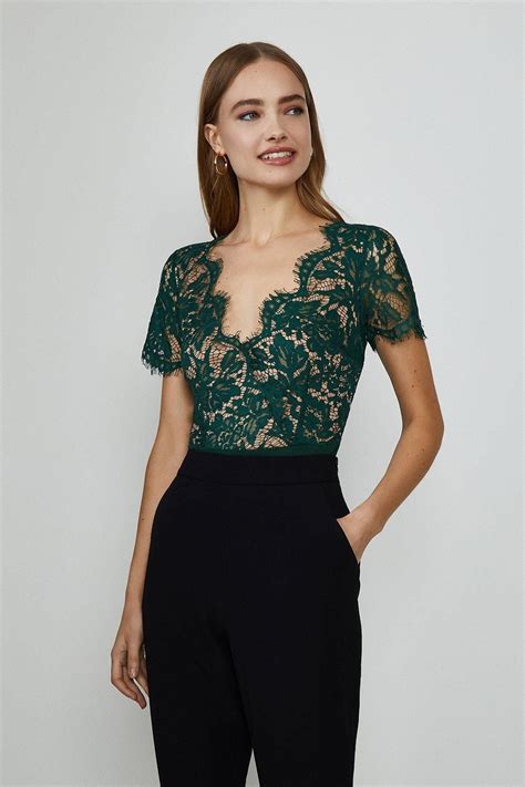 Short Sleeved Scallop Neck Body Green So Pretty So Lovely This