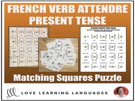French Verb Attendre Puzzle Activity Present Tense Conjugation